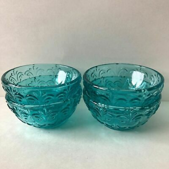 Mini Dipping Bowls 🌺 New Pioneer Woman Cassie Teal Blue Dipping Bowls, Set of 4 - Picture 4 of 5